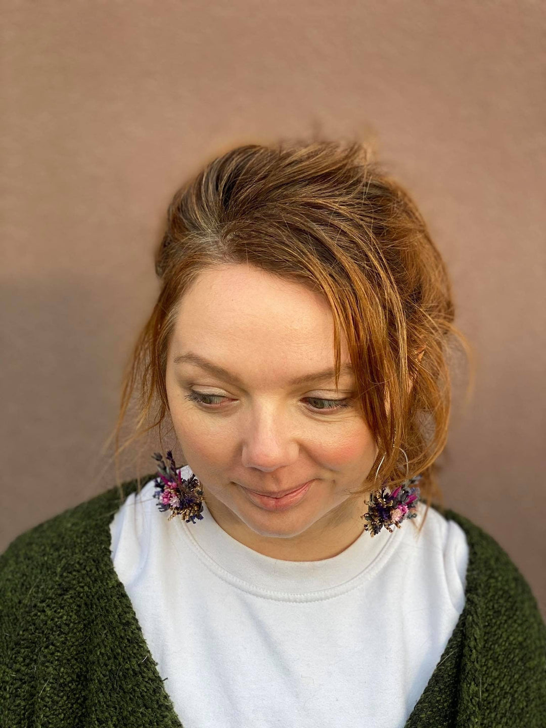 Purple Flower Dangle Earrings: Dried Lavender, Surgical Steel – handmade floral hair accessory by magaela