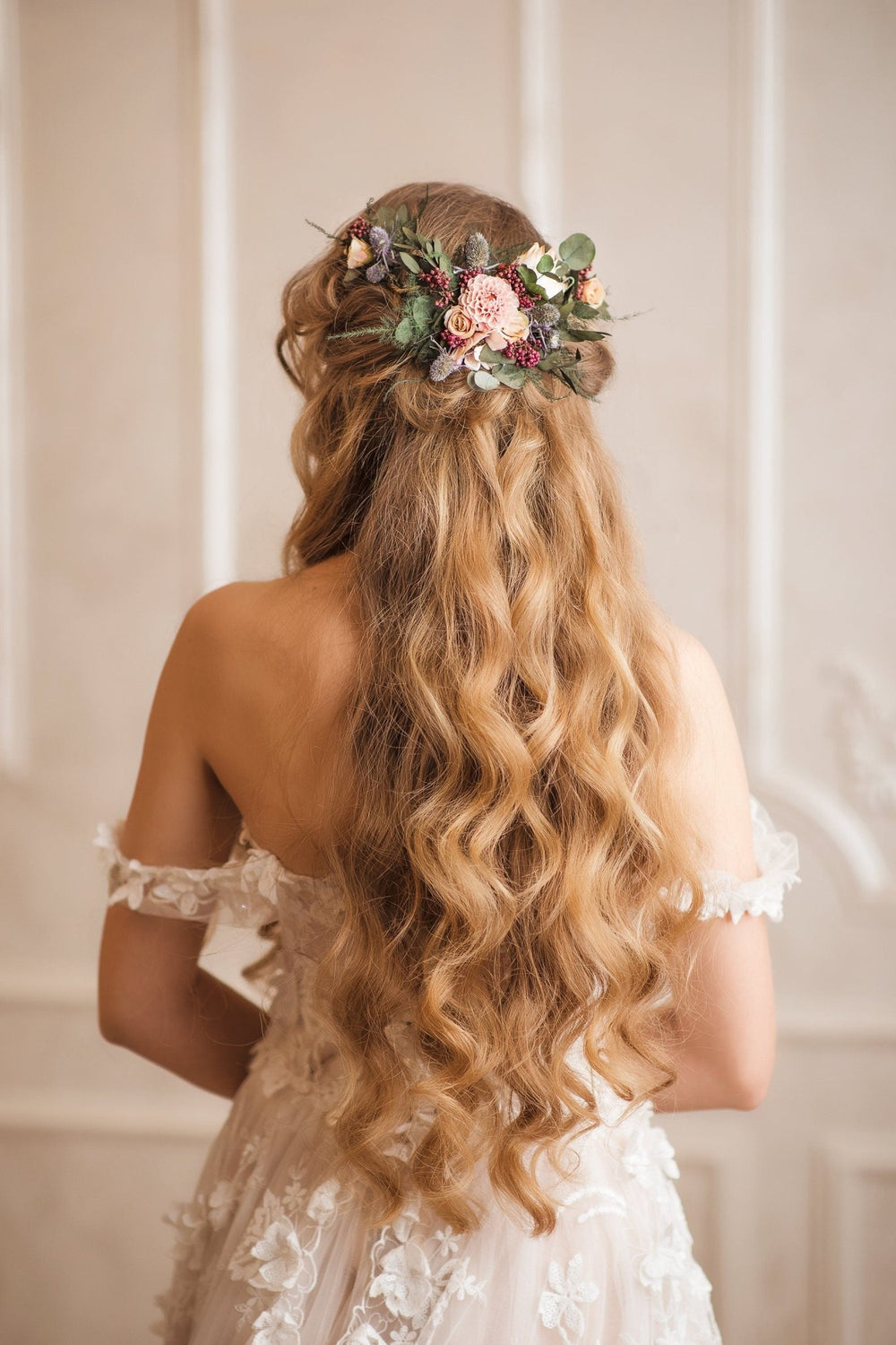 Thistle Bridal Hair Vine: Romantic Wedding Headpiece – handmade floral hair accessory by magaela