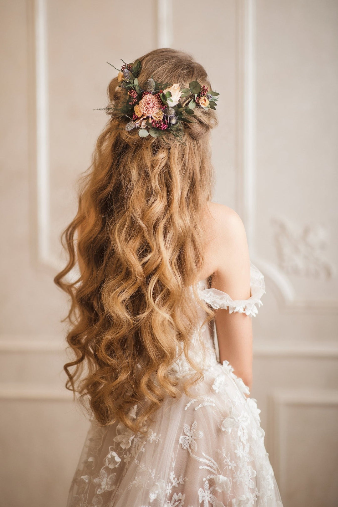Thistle Bridal Hair Vine: Romantic Wedding Headpiece – handmade floral hair accessory by magaela