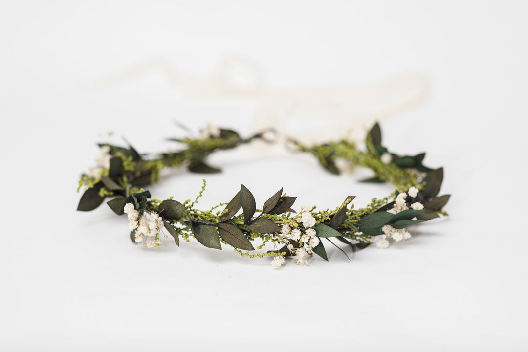 Baby's Breath Flower Crown: Natural Wedding Hair Wreath – handmade floral hair accessory by magaela