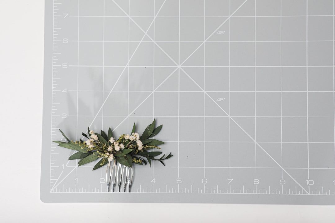 Greenery Wedding Hair Accessory Set: Flower Wreath, Bracelet & Comb – handmade floral hair accessory by magaela