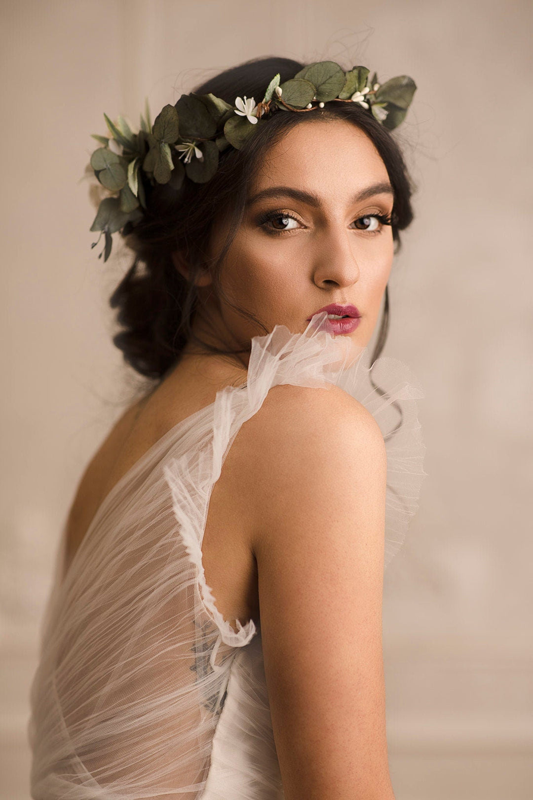 Eucalyptus Flower Crown: Greenery Bridal Hair Wreath – handmade floral hair accessory by magaela