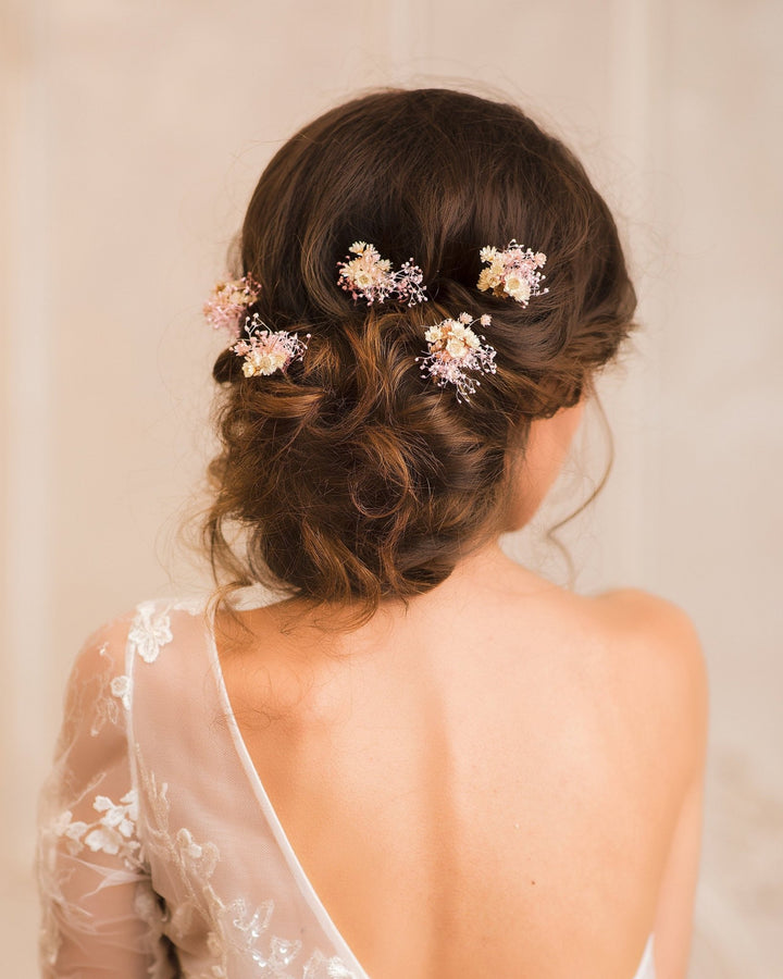 Bridal Flower Hair Pins: Romantic Wedding Hair Jewelry – handmade floral hair accessory by magaela