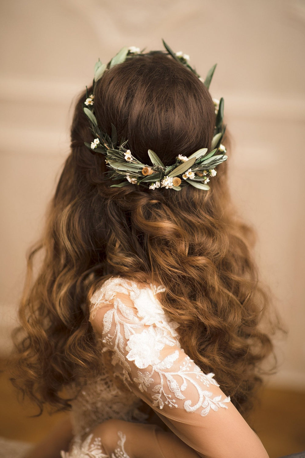 Boho Wedding Hair Comb and Wreath: Olive Leaf Greenery Set – handmade floral hair accessory by magaela
