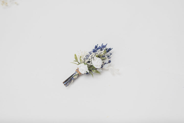 Lavender Bridal Flower Set: Hair Crown, Boutonniere, Hair Combs – handmade floral hair accessory by magaela