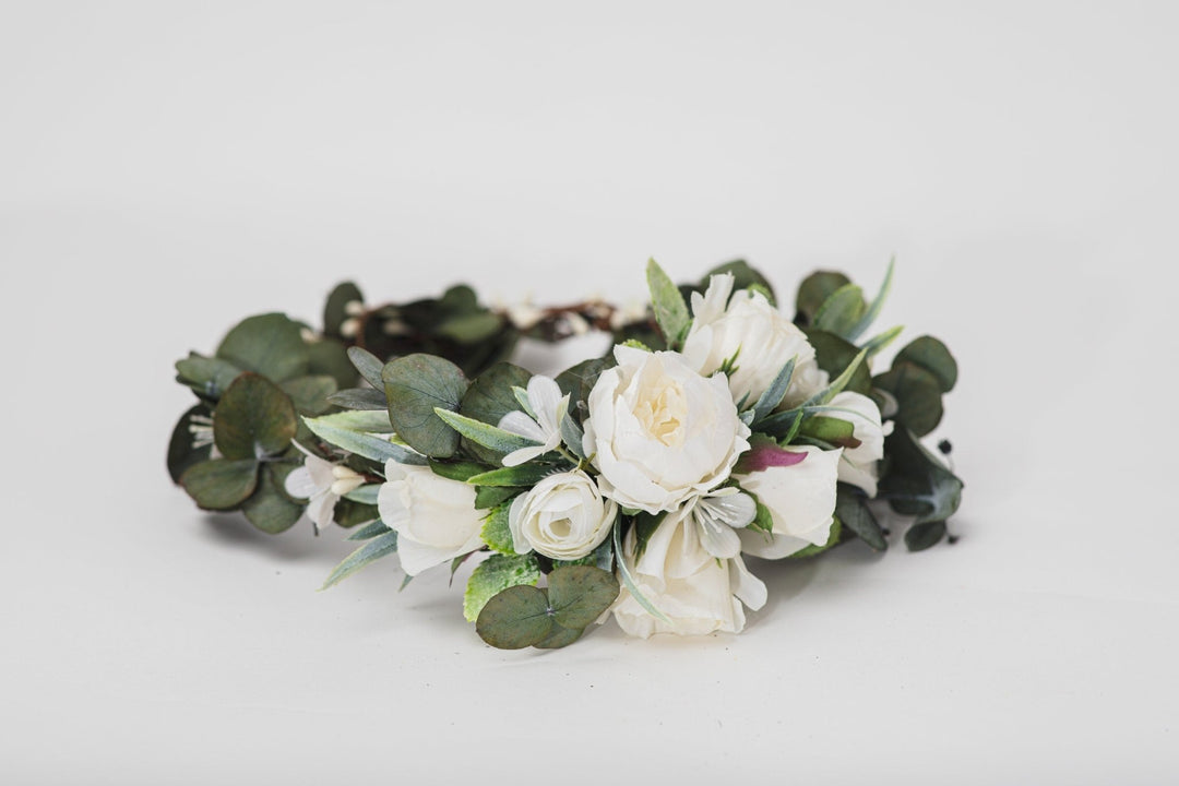 Eucalyptus Flower Crown: Greenery Bridal Hair Wreath – handmade floral hair accessory by magaela