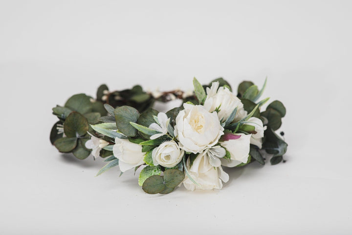 Eucalyptus Flower Crown: Greenery Bridal Hair Wreath – handmade floral hair accessory by magaela