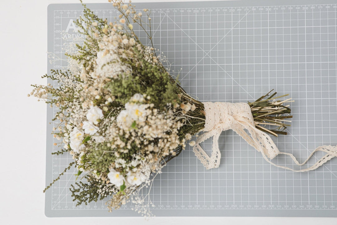 Natural Baby's Breath Wedding Bouquet: Rustic Barn Decor – handmade floral hair accessory by magaela