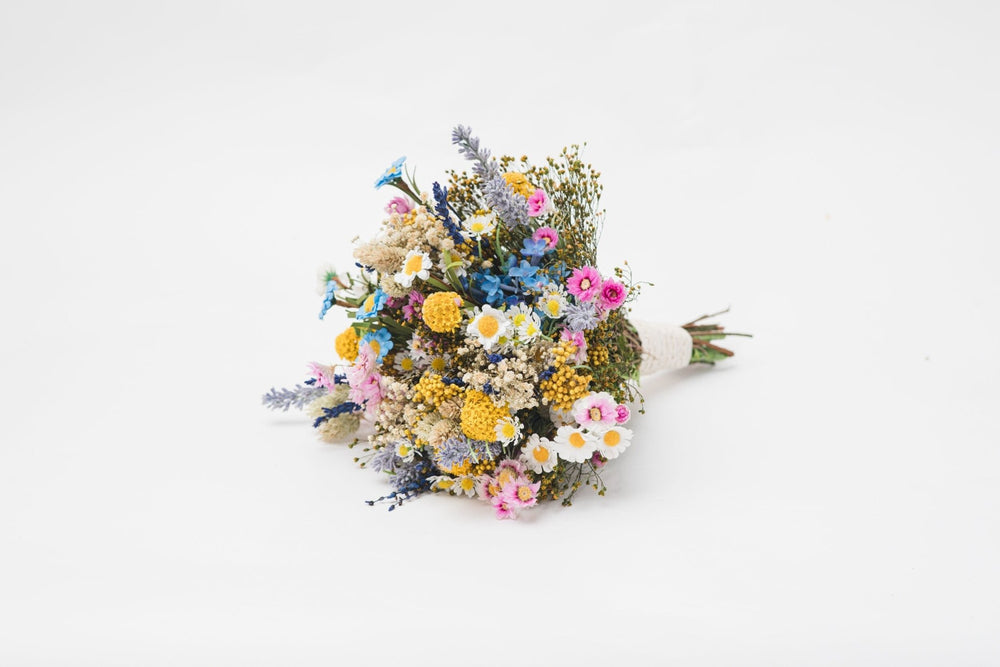 Wildflower Wedding Bouquet: Colorful Meadow Daisies & Lavender – handmade floral hair accessory by magaela
