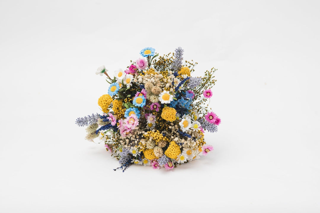 Wildflower Wedding Bouquet: Colorful Meadow Daisies & Lavender – handmade floral hair accessory by magaela