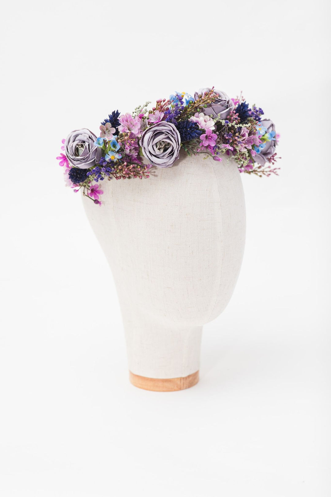 Dusty Purple Flower Crown: Bridal Peony Half Wreath – handmade floral hair accessory by magaela
