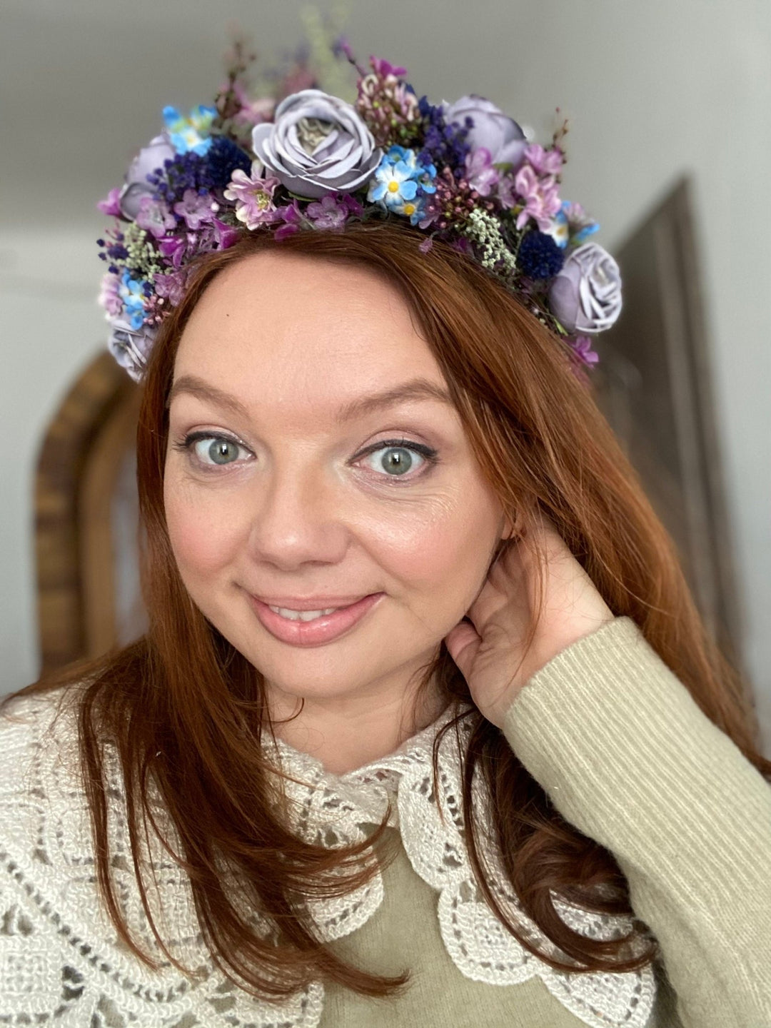 Dusty Purple Flower Crown: Bridal Peony Half Wreath – handmade floral hair accessory by magaela