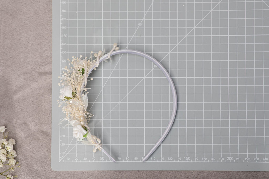 White Rose Flower Headband: First Communion Hair Accessory – handmade floral hair accessory by magaela