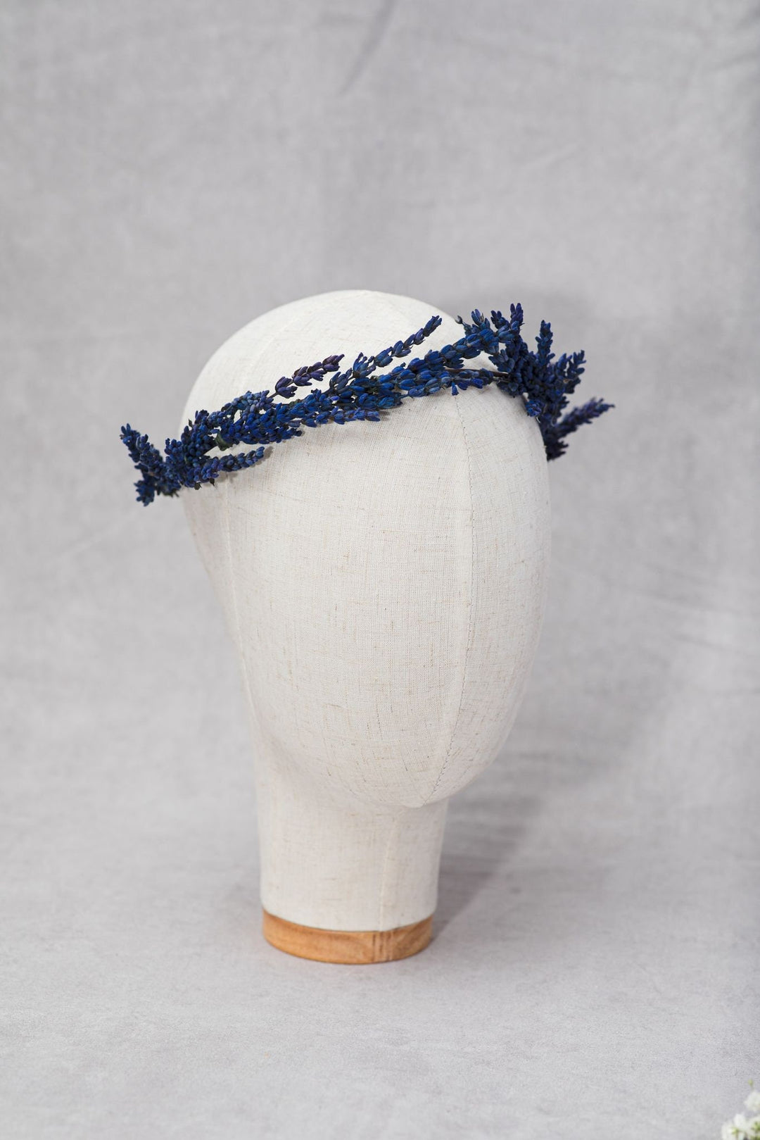 Lavender Flower Crown: Wedding Bridal Headpiece, Navy Blue Preserved Wreath – handmade floral hair accessory by magaela