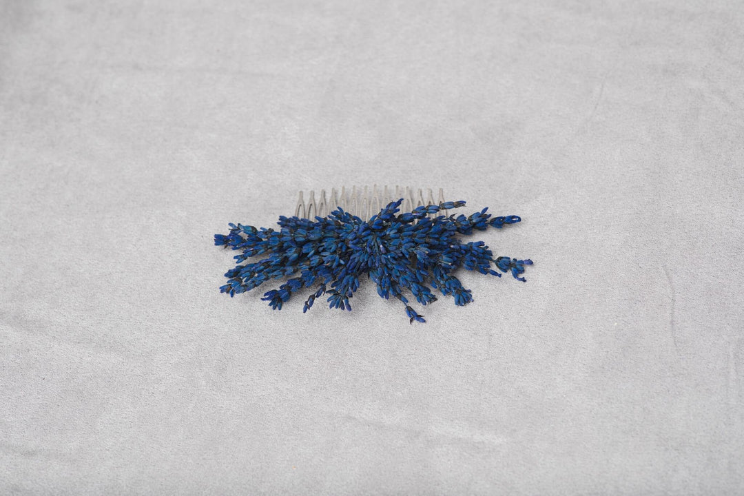 Lavender Flower Hair Comb: Bridal Headpiece, Navy Blue Wedding – handmade floral hair accessory by magaela