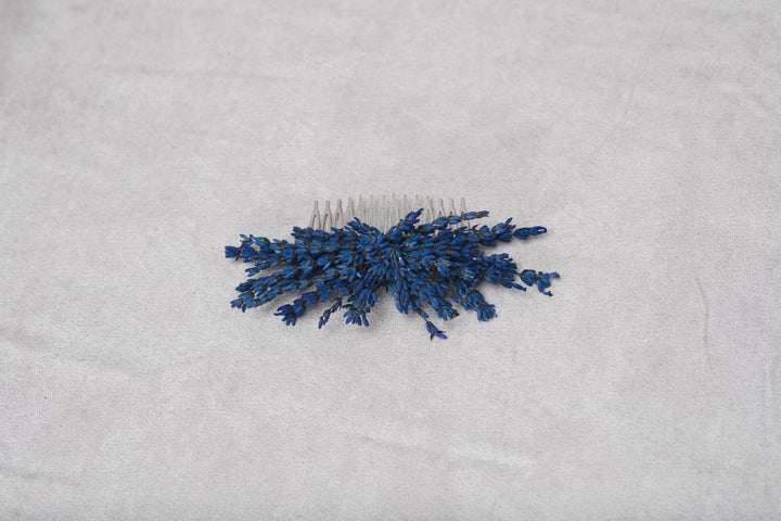 Lavender Flower Hair Comb: Bridal Headpiece, Navy Blue Wedding – handmade floral hair accessory by magaela