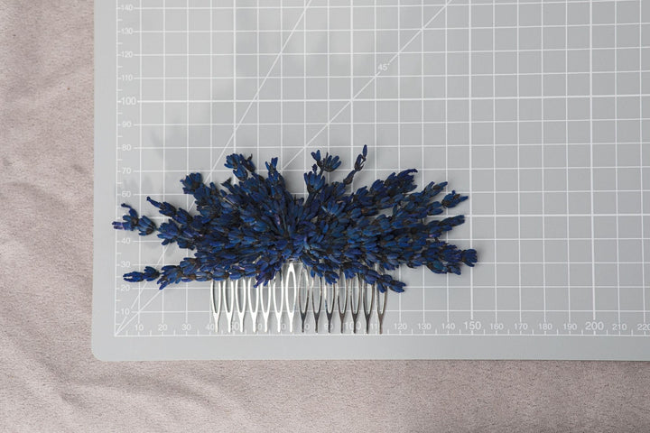 Lavender Flower Hair Comb: Bridal Headpiece, Navy Blue Wedding – handmade floral hair accessory by magaela
