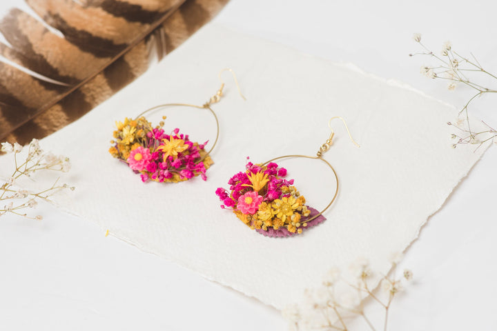 Magenta Flower Earrings: Fuchsia Bridal Dangle Earrings, Handmade Floral Jewelry – handmade floral hair accessory by magaela