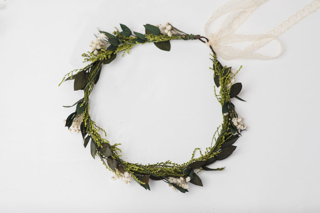 Baby's Breath Flower Crown: Natural Wedding Hair Wreath – handmade floral hair accessory by magaela