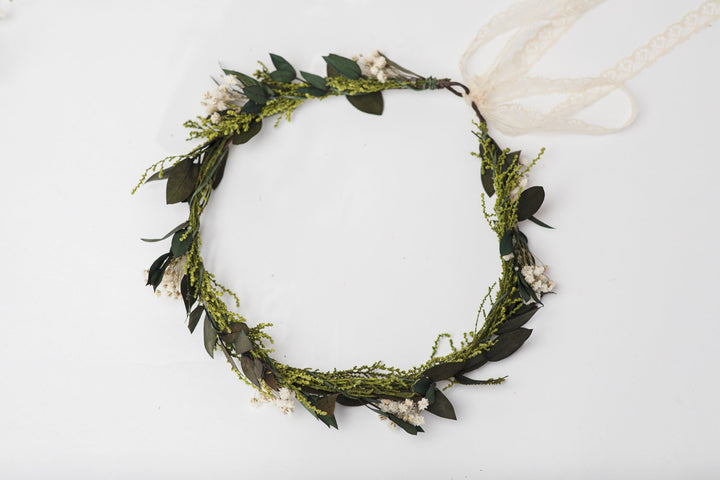 Baby's Breath Flower Crown: Natural Wedding Hair Wreath – handmade floral hair accessory by magaela