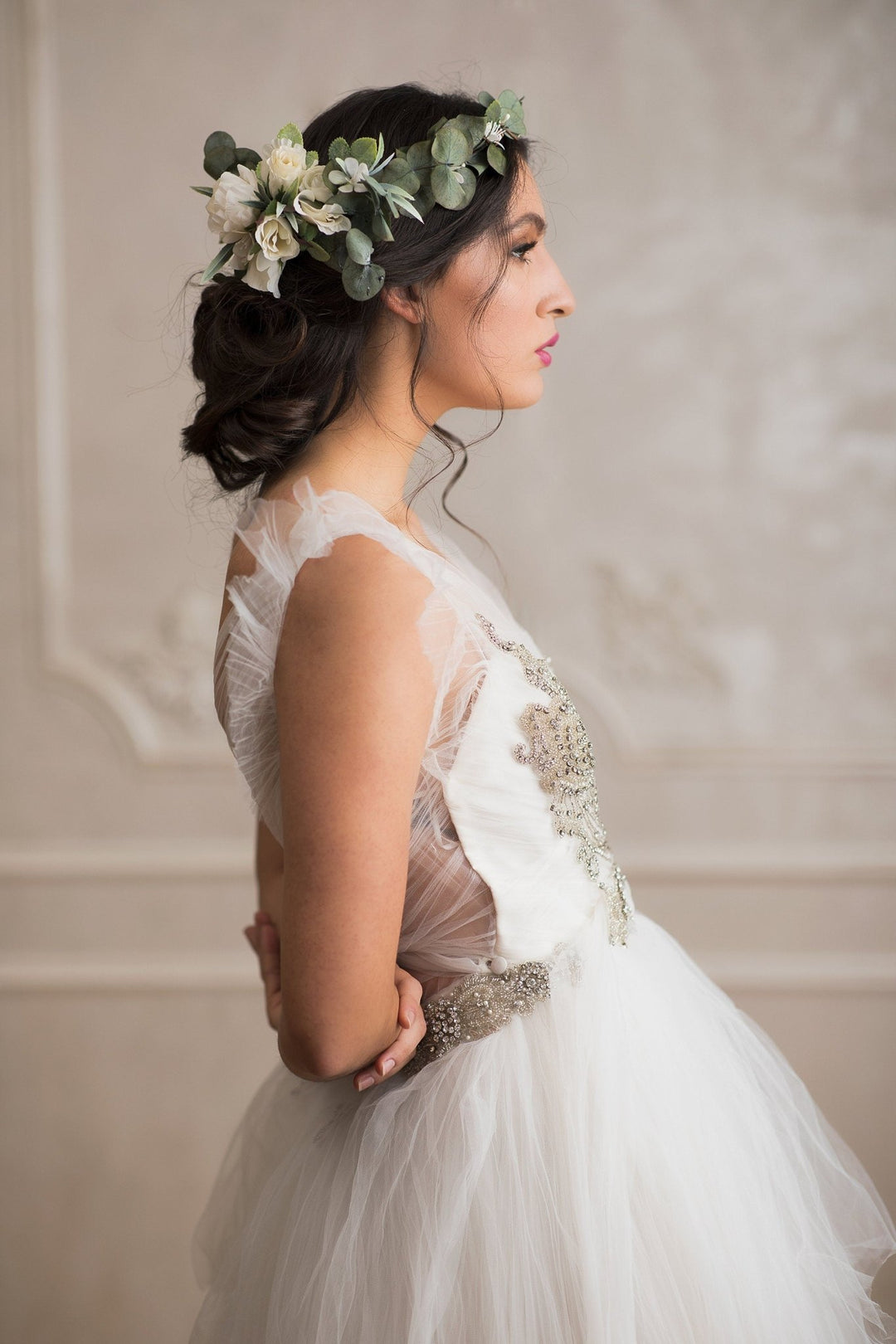 Eucalyptus Flower Crown: Greenery Bridal Hair Wreath – handmade floral hair accessory by magaela