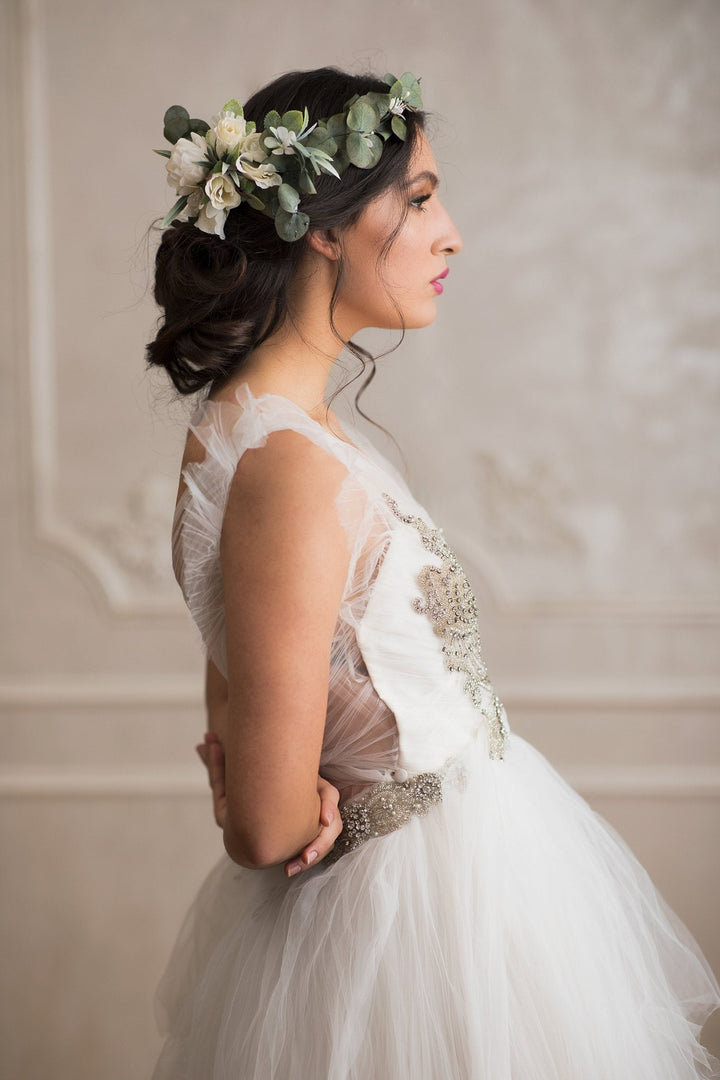 Eucalyptus Flower Crown: Greenery Bridal Hair Wreath – handmade floral hair accessory by magaela