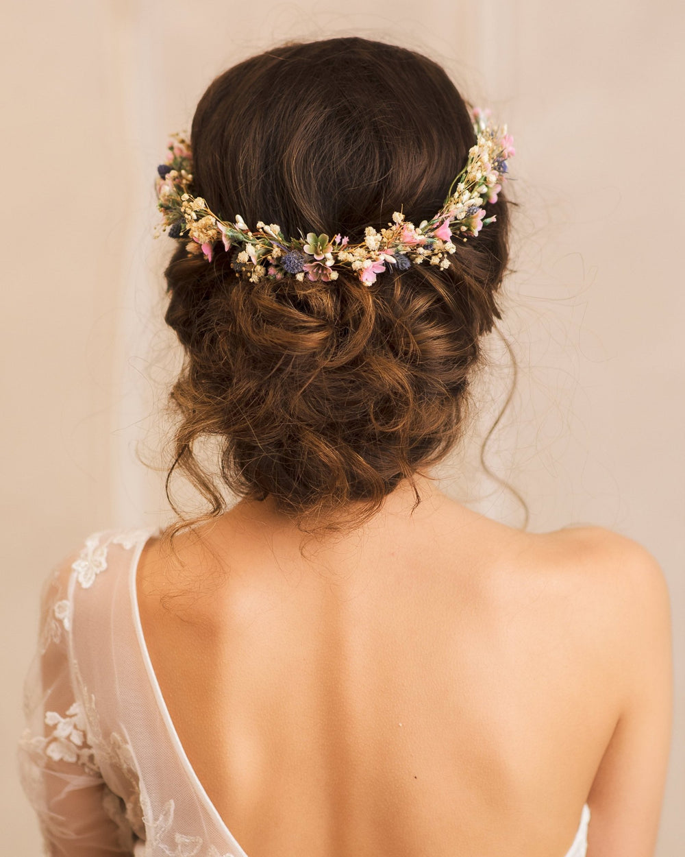 Meadow Wedding Half Wreath: Thistle Flower Headpiece – handmade floral hair accessory by magaela