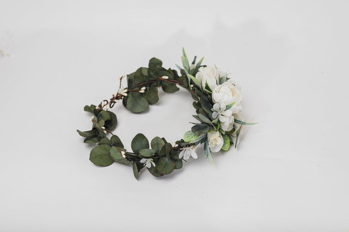 Eucalyptus Flower Crown: Greenery Bridal Hair Wreath – handmade floral hair accessory by magaela