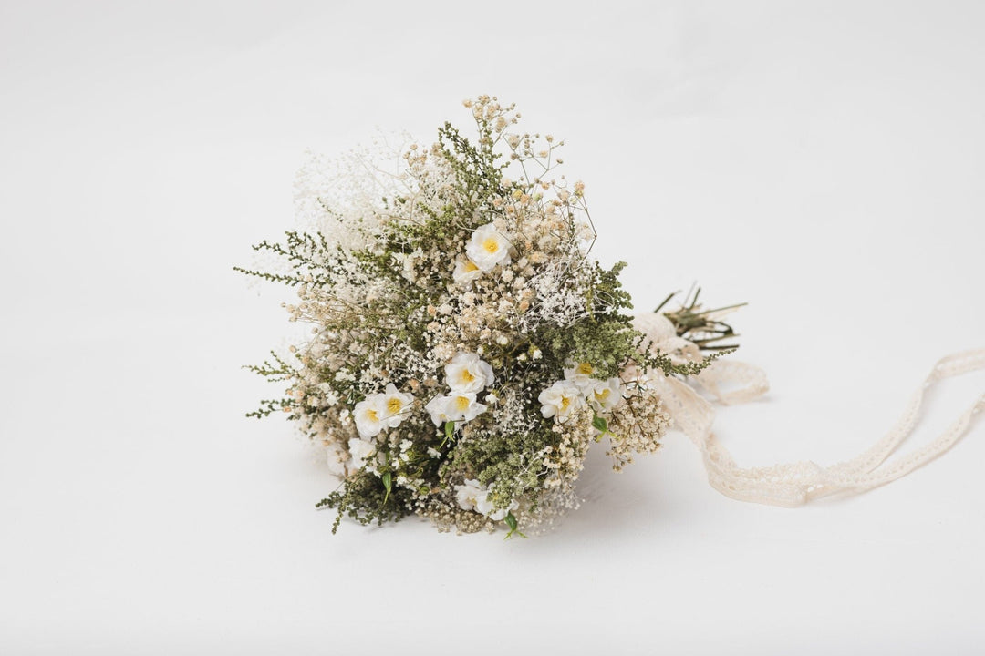 Natural Baby's Breath Wedding Bouquet: Rustic Barn Decor – handmade floral hair accessory by magaela