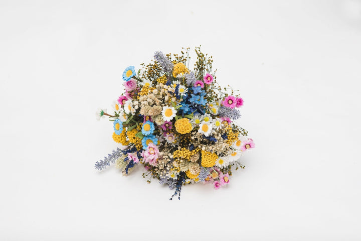 Wildflower Wedding Bouquet: Colorful Meadow Daisies & Lavender – handmade floral hair accessory by magaela