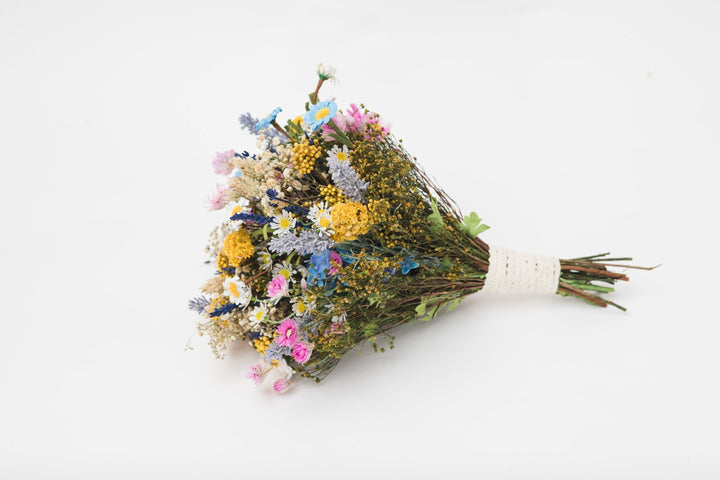 Wildflower Wedding Bouquet: Colorful Meadow Daisies & Lavender – handmade floral hair accessory by magaela