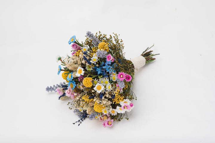 Wildflower Wedding Bouquet: Colorful Meadow Daisies & Lavender – handmade floral hair accessory by magaela