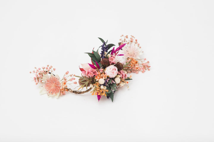 Handmade Pink Flower Bridal Hair Comb or Vine: Wedding Hairpiece – handmade floral hair accessory by magaela