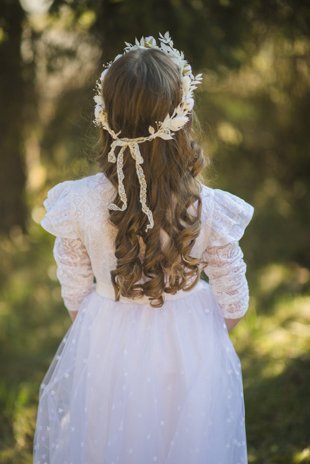 White Peony Communion Flower Wreath: Girls Hair Crown – handmade floral hair accessory by magaela