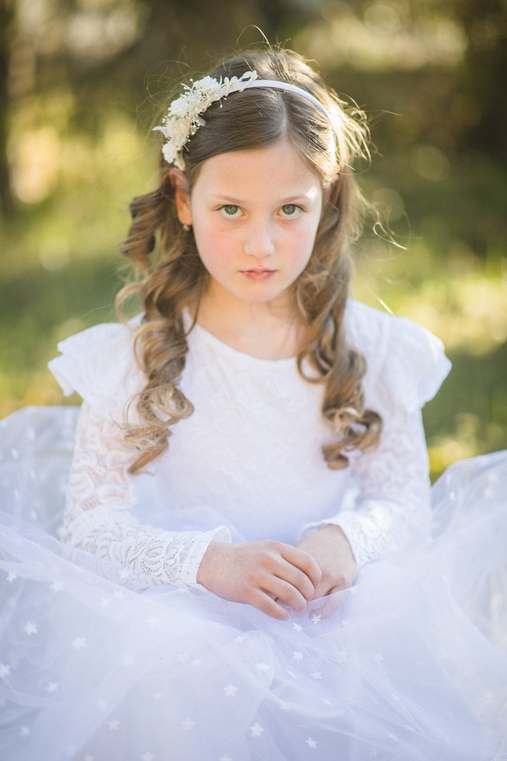 White Rose Flower Headband: First Communion Hair Accessory – handmade floral hair accessory by magaela