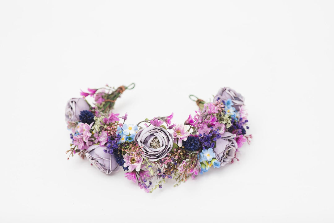 Dusty Purple Flower Crown: Bridal Peony Half Wreath – handmade floral hair accessory by magaela