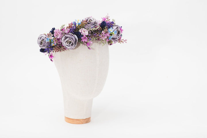 Dusty Purple Flower Crown: Bridal Peony Half Wreath – handmade floral hair accessory by magaela