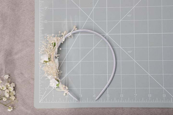 White Rose Flower Headband: First Communion Hair Accessory – handmade floral hair accessory by magaela
