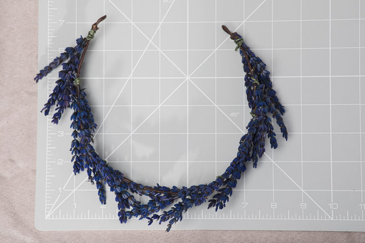 Lavender Flower Crown: Wedding Bridal Headpiece, Navy Blue Preserved Wreath – handmade floral hair accessory by magaela