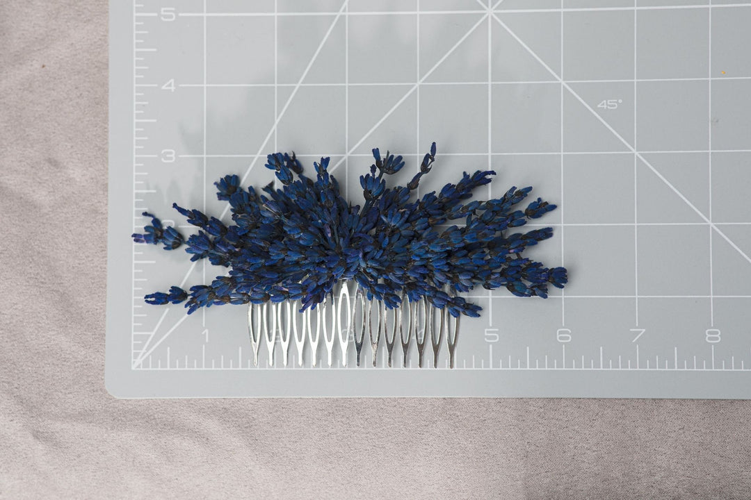 Lavender Flower Hair Comb: Bridal Headpiece, Navy Blue Wedding – handmade floral hair accessory by magaela