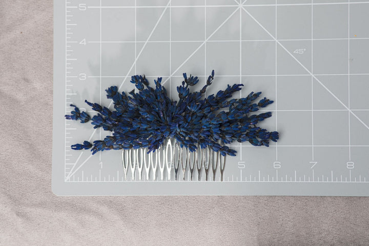 Lavender Flower Hair Comb: Bridal Headpiece, Navy Blue Wedding – handmade floral hair accessory by magaela