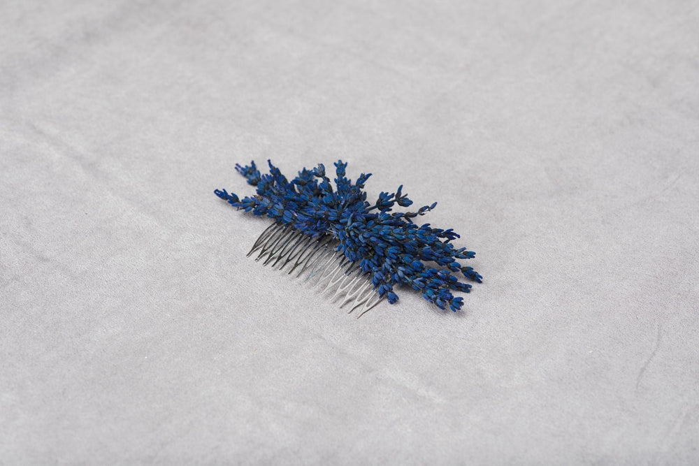 Lavender Flower Hair Comb: Bridal Headpiece, Navy Blue Wedding – handmade floral hair accessory by magaela
