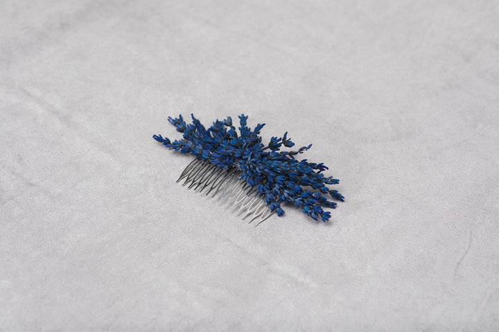 Lavender Flower Hair Comb: Bridal Headpiece, Navy Blue Wedding – handmade floral hair accessory by magaela