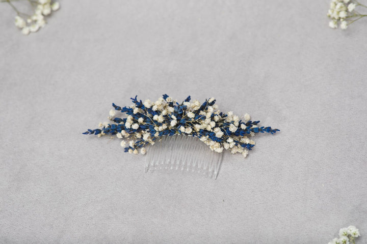 Lavender Flower Hair Comb: Bridal Headpiece, Navy Blue Wedding – handmade floral hair accessory by magaela