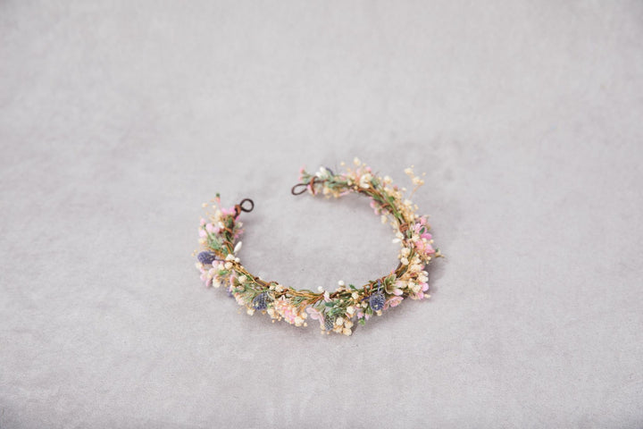 Meadow Wedding Half Wreath: Thistle Flower Headpiece – handmade floral hair accessory by magaela