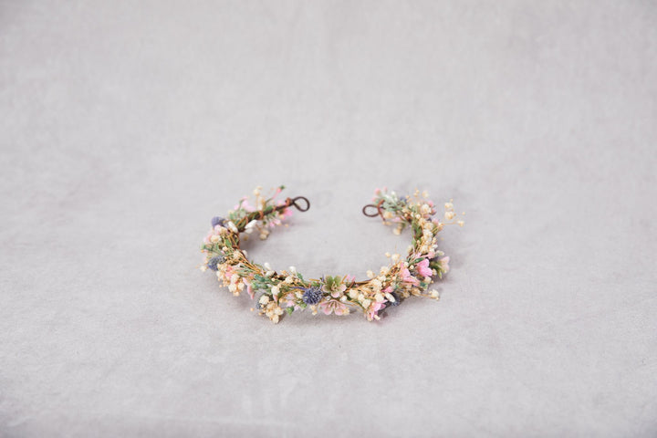 Meadow Wedding Half Wreath: Thistle Flower Headpiece – handmade floral hair accessory by magaela