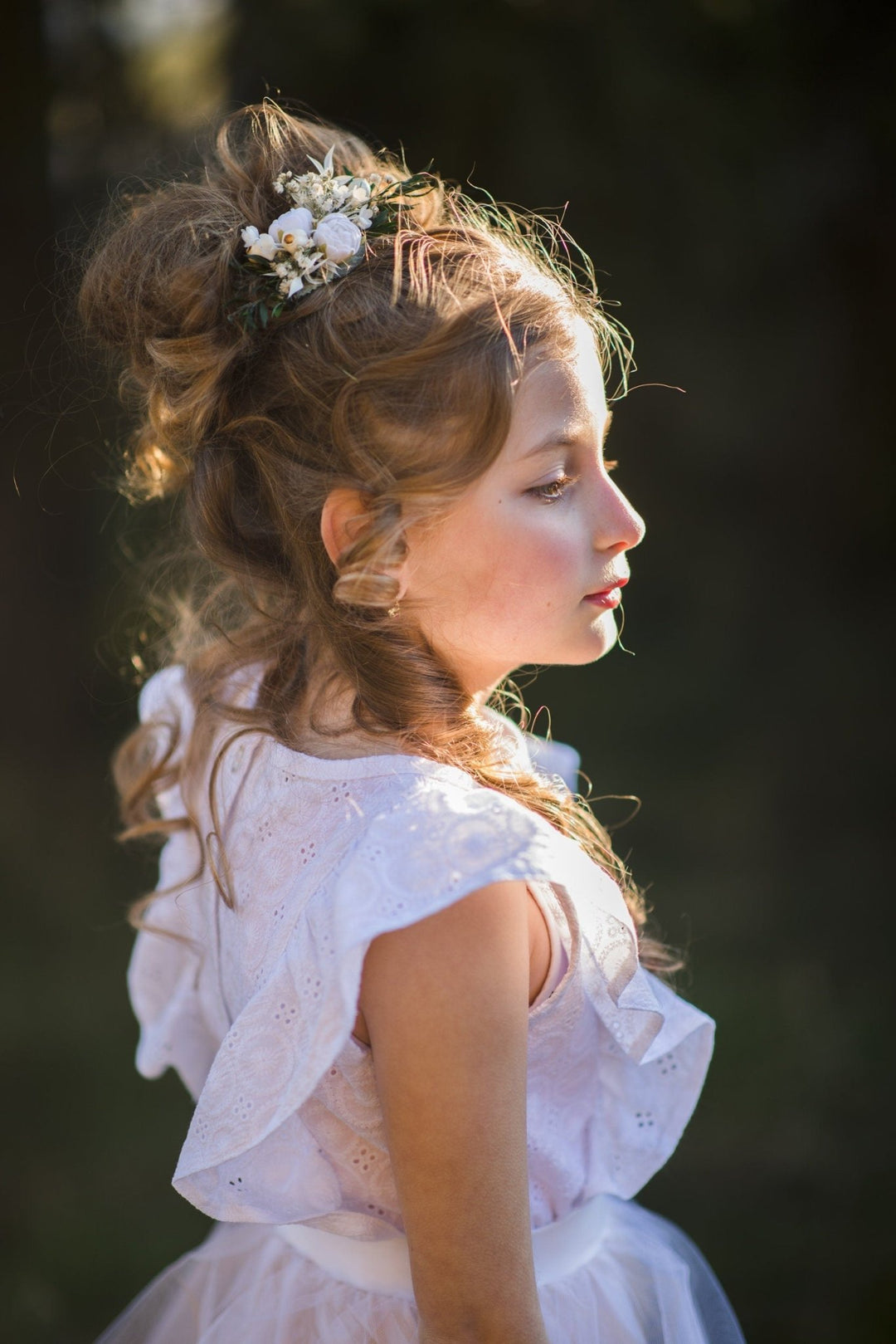 White Peony Flower Hair Clip: First Communion Wedding Headpiece – handmade floral hair accessory by magaela