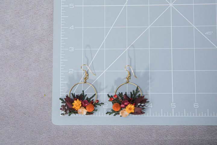 Autumn Floral Circle Dangle Earrings: Bridal Wedding Jewelry – handmade floral hair accessory by magaela