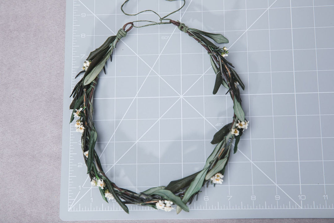 Boho Wedding Hair Comb and Wreath: Olive Leaf Greenery Set – handmade floral hair accessory by magaela