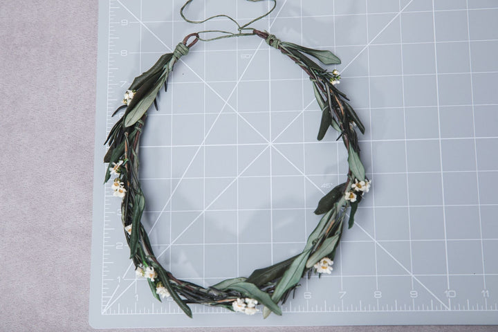 Boho Wedding Hair Comb and Wreath: Olive Leaf Greenery Set – handmade floral hair accessory by magaela